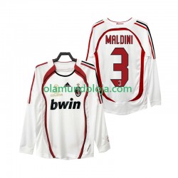 Camisola AC Milan MALDINI 3 2007 Retro Homem Equipamento Segundo 2006 Manga Comprida